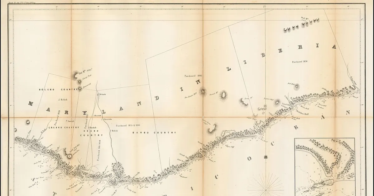 1853年の「メリーランド・イン・リベリア」の地図